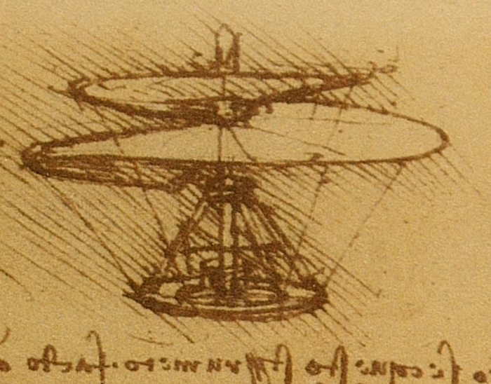 Leonardo da Vinci's aerial screw sketch, an early vision of automated flight